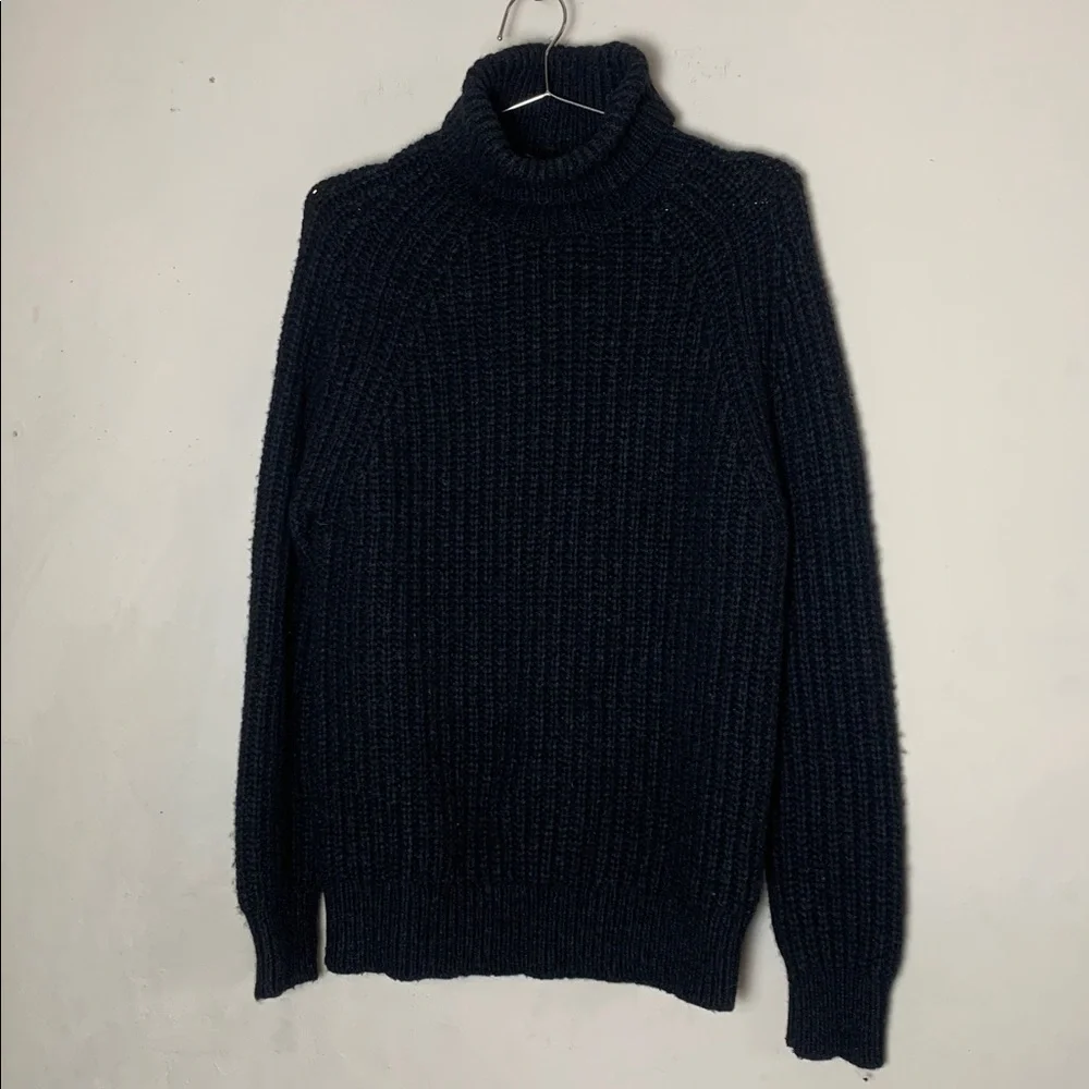 AllSaints Yak Wool Blend Black MAST FUNNEL NECK SWEATER MENS Size XS